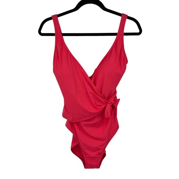 Tommy Bahama swimsuit tie front one piece bathing suit coral size 10 - Picture 2 of 7
